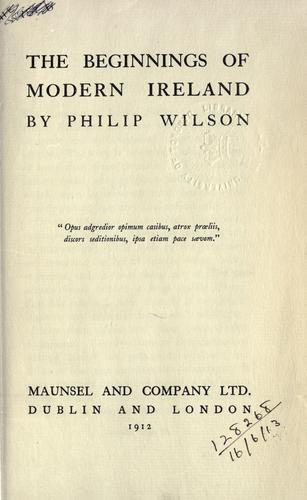 Cover for The beginnings of modern Ireland.