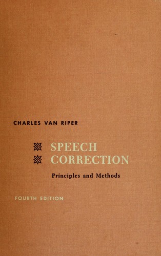 Cover for Speech correction; principles and methods.