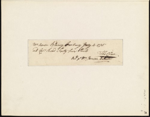 Cover for Document to Mr. Aaron Blaney ordering pails for Col. Read