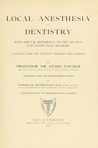 Cover for Local anesthesia in dentistry ...
