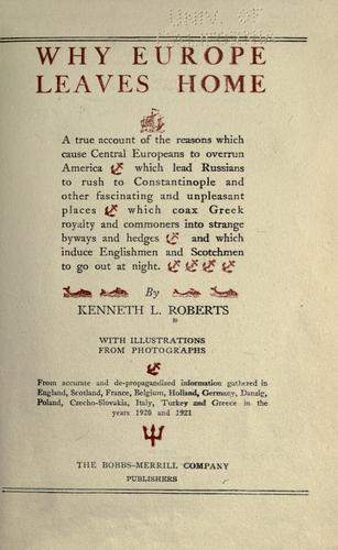 Cover for Why Europe leaves home