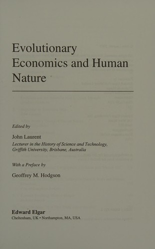 Cover for Evolutionary economics and human nature