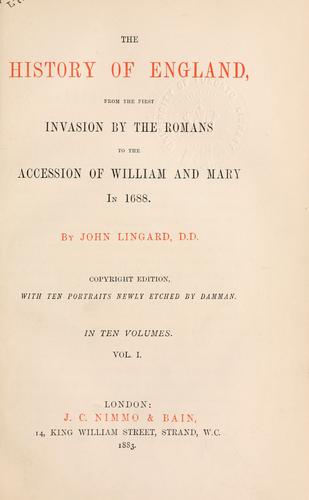 Cover for history of England, from the first invasion by the Romans to the accession of William and Mary