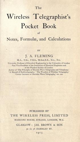 Cover for wireless telegraphist's pocket book of notes, formulæ, and calculations