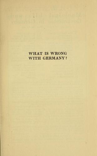Cover for What is wrong with Germany?