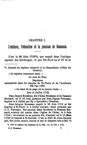 Cover for Jean-Jacques Rousseau: sa vie et ses oeuvres. Étude biographique, critique et historique ...