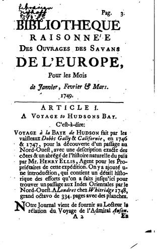 Cover for Bibliothèque raisonnée des ouvrages des savans de l'Europe