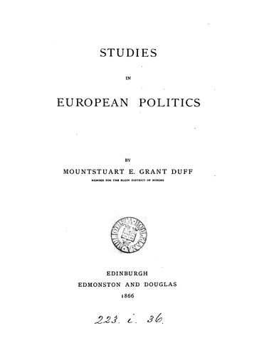 Cover for Studies in European politics.