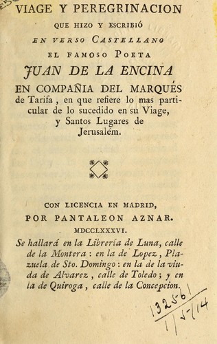 Cover for Viage y Peregrinacion que hizo en compañia del Marqués de Tarifa
