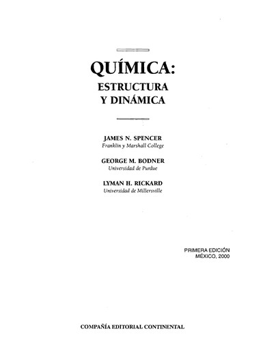 Cover for Quimica Estructurada y Dinamica