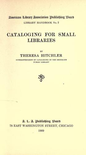 Cover for Cataloging for small libraries
