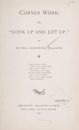 Cover for Corner work, or, "Look up and lift up"