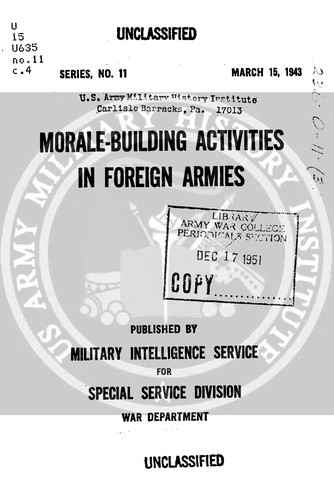 Cover for Morale-Building Activities In Foreign Armies