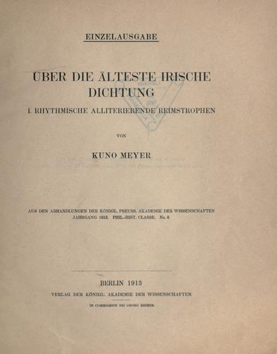 Cover for Über die älteste irische Dichtung