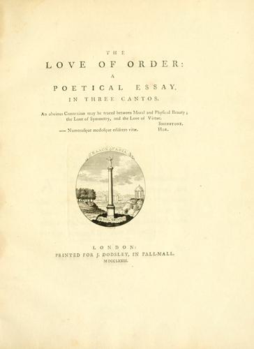 Cover for The love of order