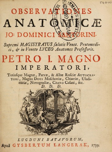 Cover for Observationes anatomicae Jo: Domenici Santorini