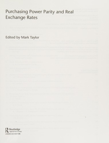 Cover for Purchasing Power Parity and Real Exchange Rates