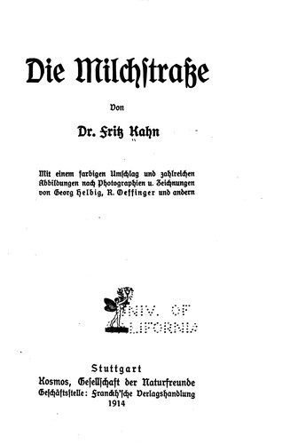 Cover for Die milchstrasse