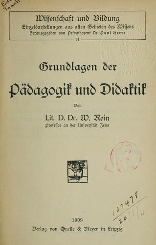 Cover for Grundlagen der Pädagogik und Didaktik