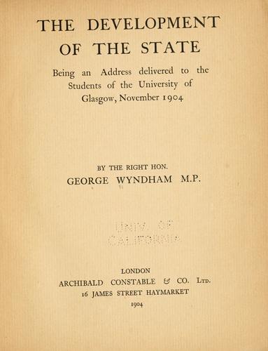 Cover for The development of the state