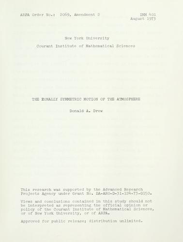 Cover for The zonally symmetric motion of the atmosphere.