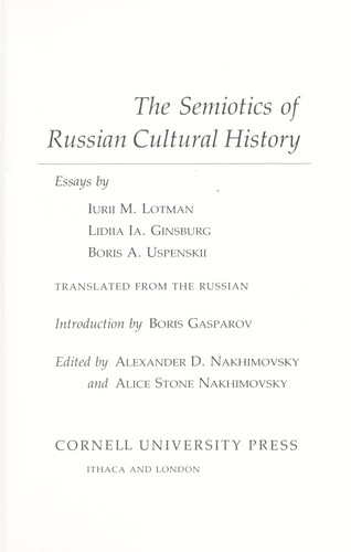 Cover for The Semiotics of Russian cultural history