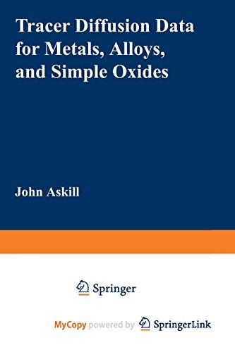 Cover for Tracer Diffusion Data for Metals, Alloys, and Simple Oxides