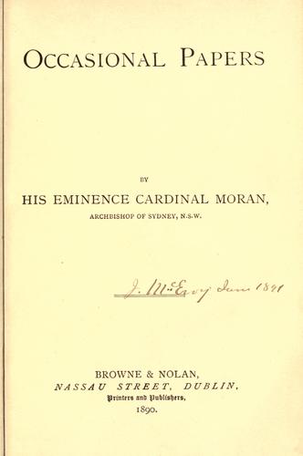 Cover for Occasional papers