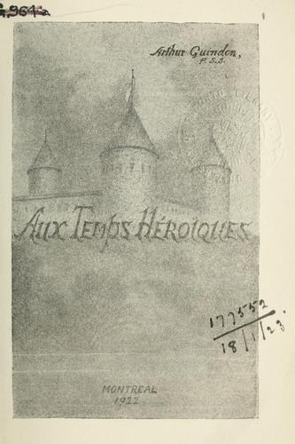 Cover for Aux temps héroïques