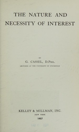 Cover for The nature and necessity of interest