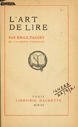 Cover for art de lire.