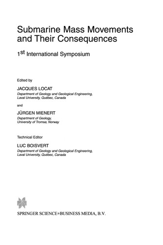 Cover for Submarine Mass Movements and Their Consequences