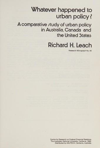 Cover for Whatever happened to urban policy?