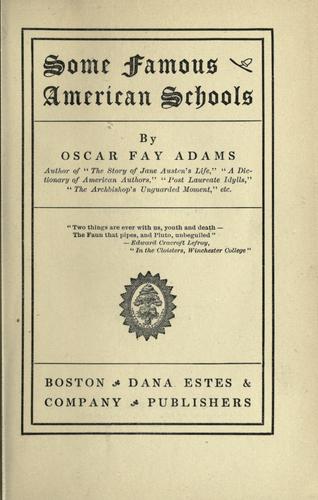 Cover for Some famous American schools