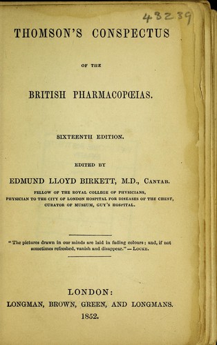 Cover for Thomson's Conspectus of the British pharmacopoeias