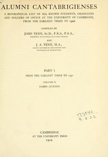 Cover for Alumni cantabrigienses