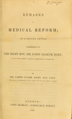 Cover for Remarks on medical reform, in a second letter addressed to the Right Hon. Sir James Graham, bart. ...