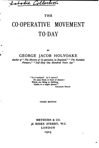 Cover for The co-operative movement to-day