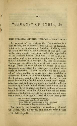 Cover for "groans" of India