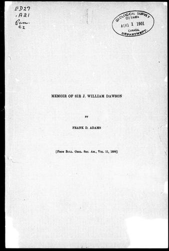 Cover for Memoir of Sir J. William Dawson