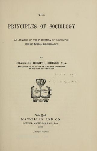Cover for The principles of sociology