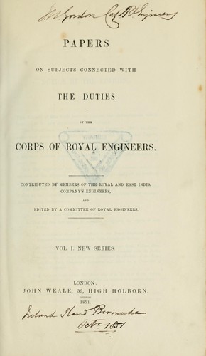Cover for Papers on subjects connected with the duties of the Corps