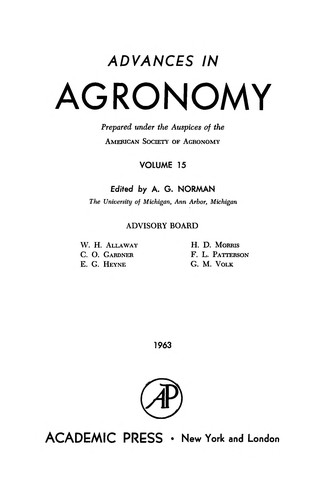 Cover for Advances in agronomy