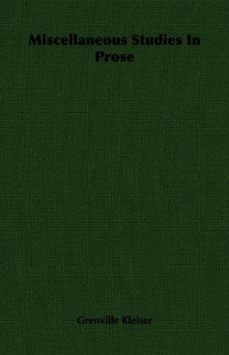 Cover for Miscellaneous Studies In Prose