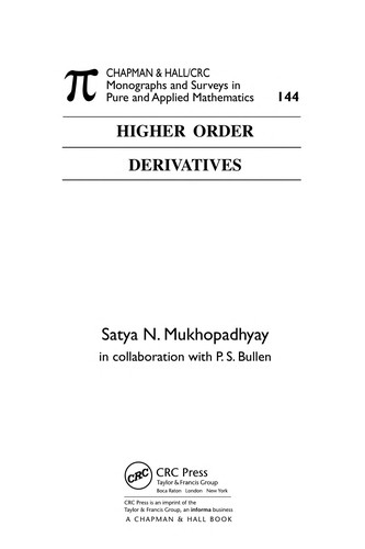 Cover for Higher order derivatives