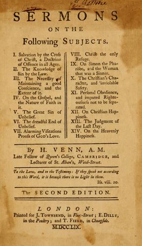 Cover for Sermons on the following subjects ...