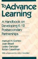 Cover for To advance learning