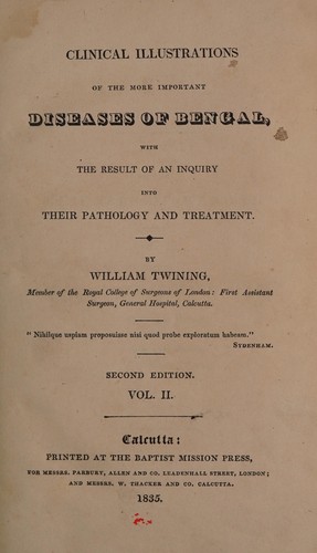 Cover for Clinical illustrations of the more important diseases of Bengal