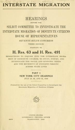 Cover for Interstate migration.