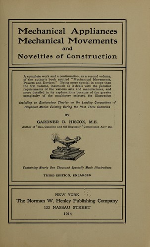 Cover for Mechanical appliances, mechanical movements and novelties of construction